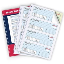 Two Books Large Money and Rent Receipt Book with Cardboard Insert2-Part Carbo...