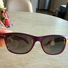 Ray-Ban Women’s Square Sunglasses Purple Plastic Frame Gray Tinted Lenses