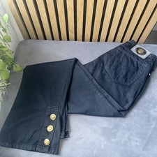 Vintage Versace Women's Charcoal Flare Trousers Gold Medusa Buttons ~ Size 44 IT