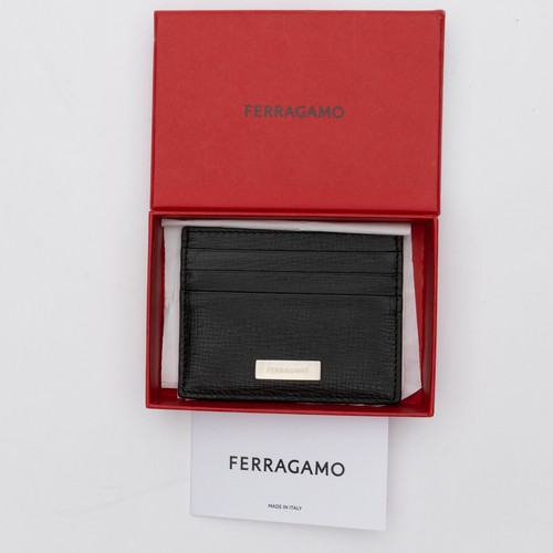 Ferragamo Men New Revival Leather Card Case Black - Picture 3 of 9