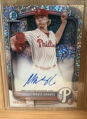 2025 Bowman Chrome Mavis Graves 1st SPECKLE Refractor Auto /299 Phillies