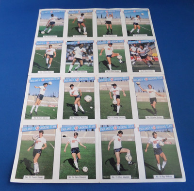 England's No Smoking Team Collectors Cards - Full Set and sheet - Vintage 1980's