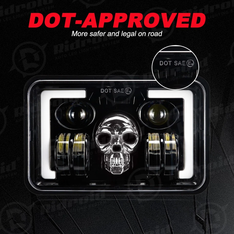 4PCS 4x6" RGB LED Headlights Hi/Lo Beam for 1980-1988 Oldsmobile Cutlass Supreme Foto 3 de 4