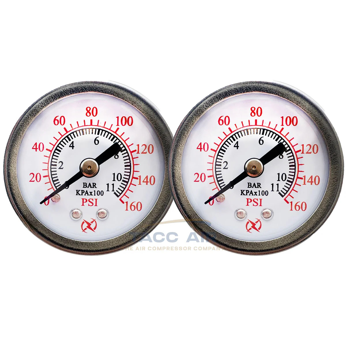 2 Pack 160 PSI Pressure Gauge Back Mount 1/8" NPT 1.5" Air, Water, Oil, Gas