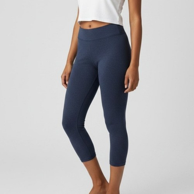 #ad #ad Universal Standard Women#x27;s Blue Pima Cotton Roya Cropped Leggings Size XS 0 NWT $34.00