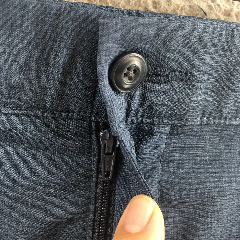 Pantalones Cortos Chinos Perry Ellis Para Hombre 38 Azul Cremallera Botón Mosca Delantero tiro Medio Pull On Foto 4 de 4