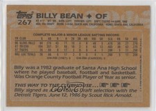 1988 Topps Blank Front Billy Bean #267 0kb5