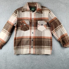 Vintage Canadian Lumber Jac Jacket Mens Medium Plaid Wool Button Up 90s