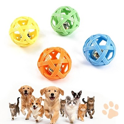 Balls With Inside Bell, Non-Toxic Toys For Small Dogs & Puppies Natural Rubber,