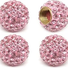 Wheel Tire Valve Caps, 4 Pack Crystal Rhinestone Tire Valve Stem Air Caps Pink
