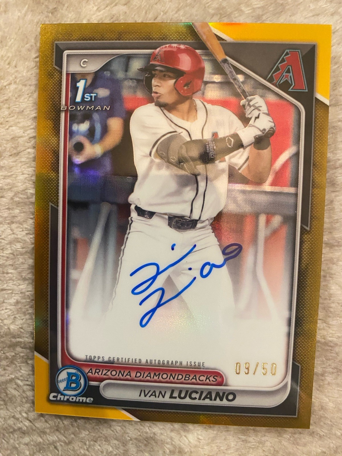 2024 Topps Bowman Draft Chrome Prospect True Gold Ivan Luciano 1st Auto /50