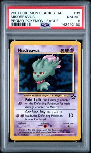 2001 POKEMON PROMO BLACK STAR POKEMON LEAGUE #39 MISDREAVUS PSA 8
