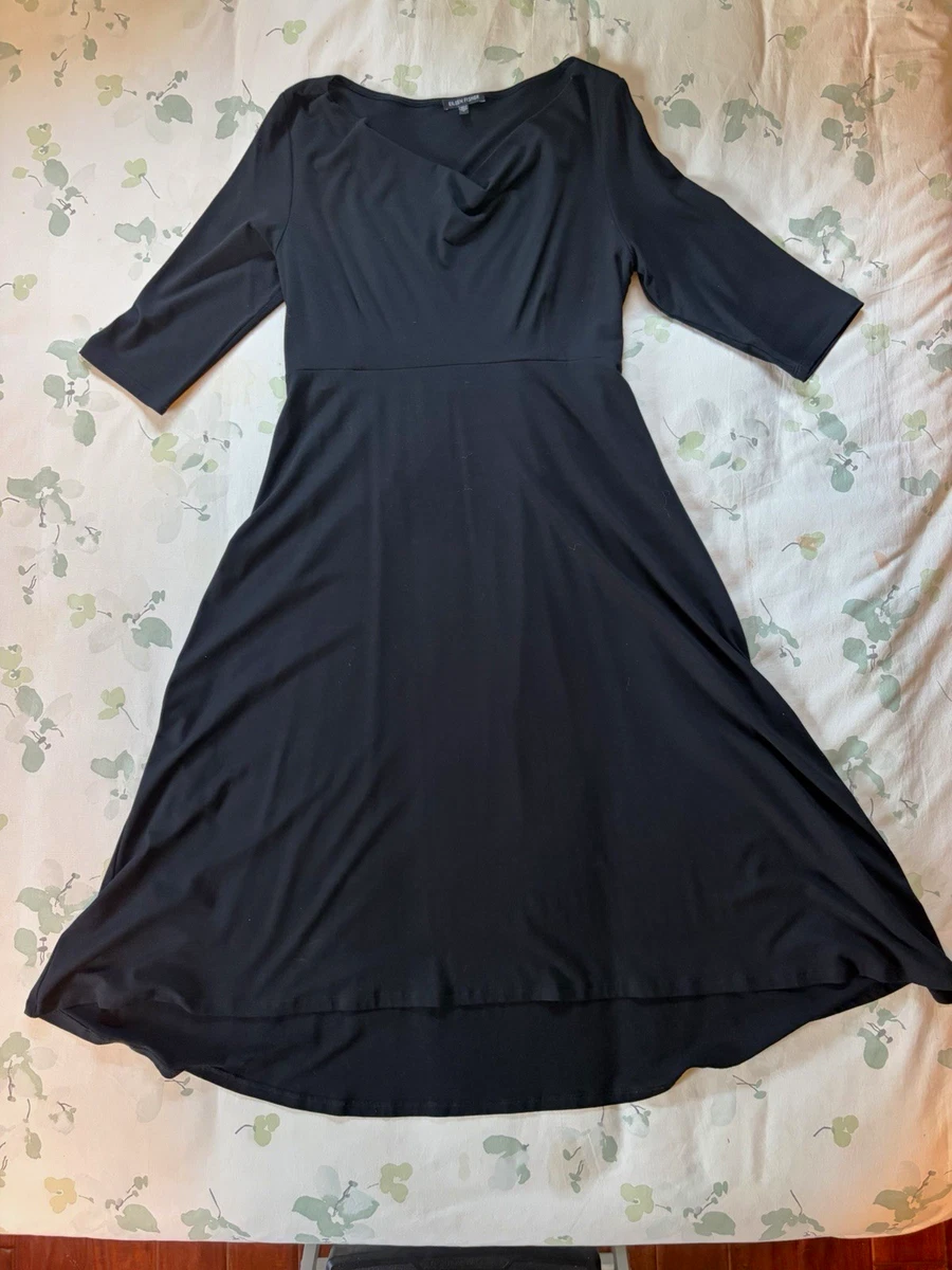 eileen fisher viscose jersey three quarter sleeve v neck dress 3/4 Dresses for Women for sale Outline