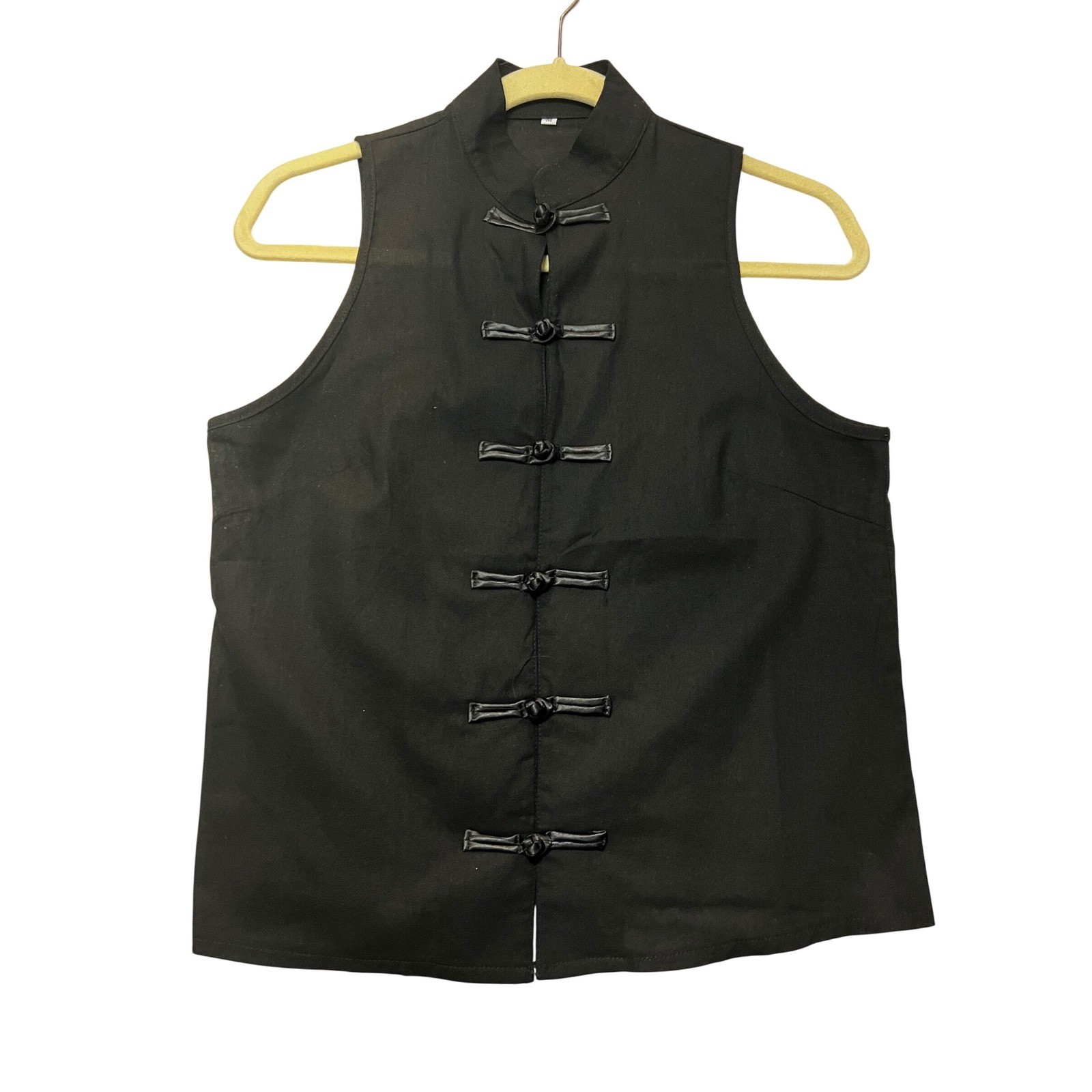 Black Mandarin Collar Frog Button Toggle Sleevele… - image 1