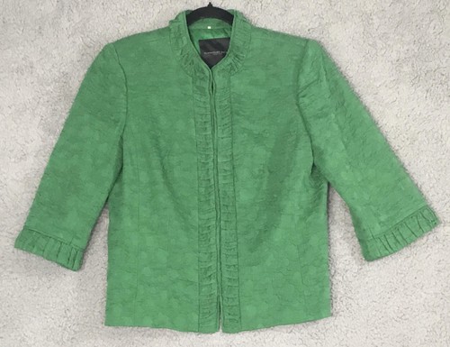 Classiques Entier Atelier Jacket Womens L Green Ruffle Polka Dot Satin Lined