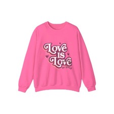 Cozy Pink sweatshirt with "Love is Love ' print. Valentine's gift, ready to ship