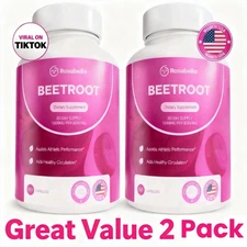 2PCS Rosabella Organic Beet Root 60 Capsules Natural Energy Boost Blood Pressure