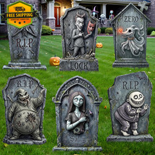 17in Halloween Tombstone Outdoor Yard Sign Graveyard Decoration Prop Set