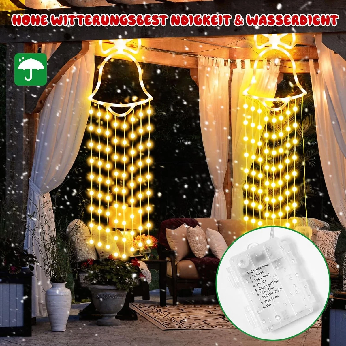 Lichterkette Mit Timer Osterdeko LED Fensterbeleuchtung – Mit Timer & Batteriebetrieb, Wetterfest – Kaninchen & Karotten-Motive, Für Fenster, Tür Oder Garten – Warmweiß Oder Bunt