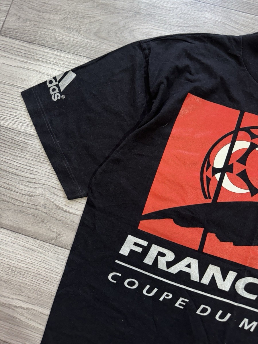 Vintage Adidas France 98 World Cup T-Shirt Turkey Colors Black