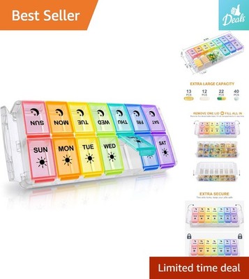 Effortless Medication Management with Large 14 Compartment Pill Organizer Box
