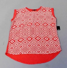 Femme by Tresics Women's Sleeveless Geometric Pattern Blouse CD4 Coral Small NWT
