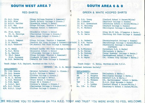 England Schools Under 19 Trial - South West Area 7 v South Areas 6 - 8 Jan 1992 - Picture 2 of 2