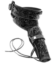 Western Leather Holster Gun Belt 22 Black Hand Made Cowboy Revolver Pistol .22