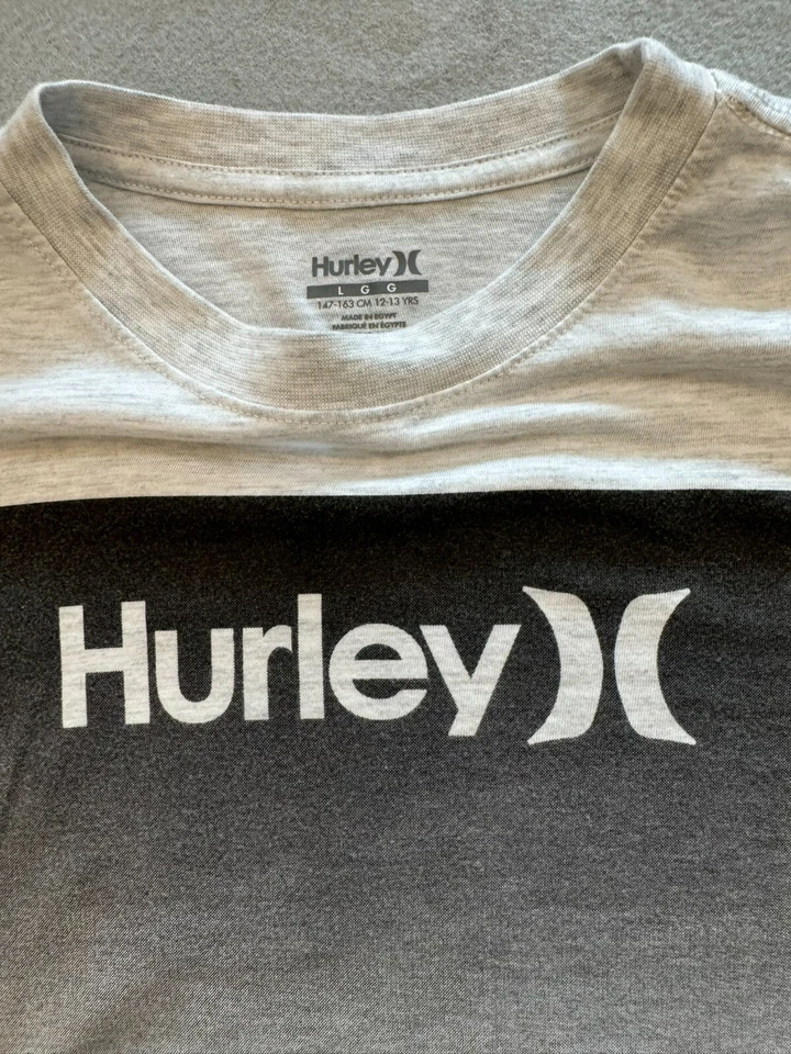 Hurley T Shirt Kids Boy's Large 12-13 Heather Gray Long Sleeve Graphic Logo Tee - Image 2 of 4