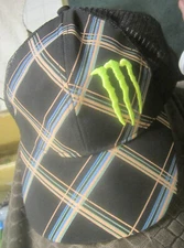 1 Monster Energy Black Plaid  Cap Hat One Size ,VTG retro look trucker snapback
