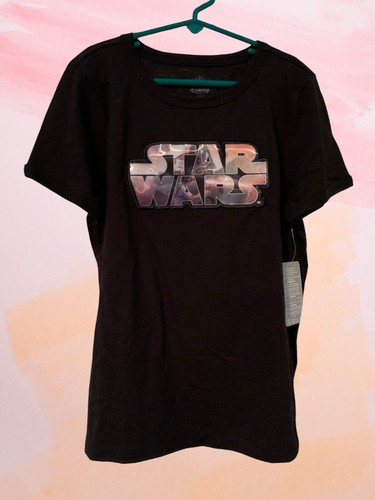 NWT - Disney's Star Wars Girl's XL (14) Vinyl Hologram-Like Lettering SS Top - Picture 2 of 2