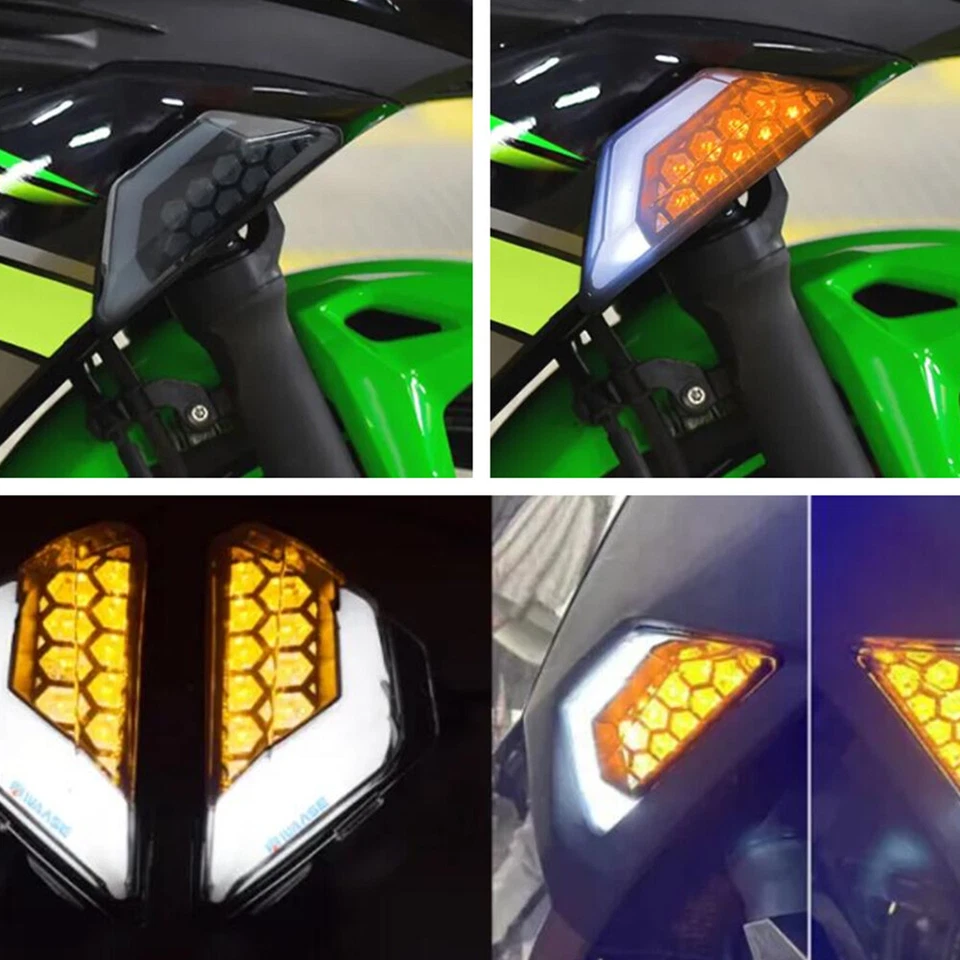 Front LED Turn Signal Lights Indicator for KAWASAKI NINJA ZX6R 400 300 650 250 - Image 2 of 4