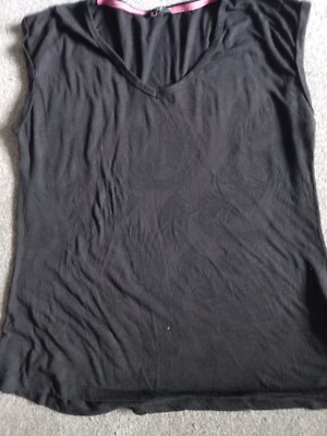 Ladies Black Cap Sleeved Tshirt Sz 16