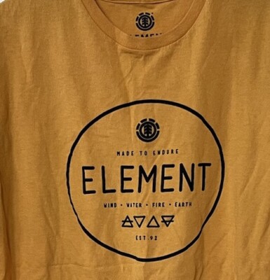 Element Made To Endure Logo Patch Mens Gold Yellow T Shirt Size L