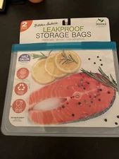 NEW Kitchen Details Reusable Food Bag Clear Half Gallon 12x9", BPA Free, 2 bags