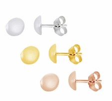 14K Gold Friction Back Half Ball Stud Earrings