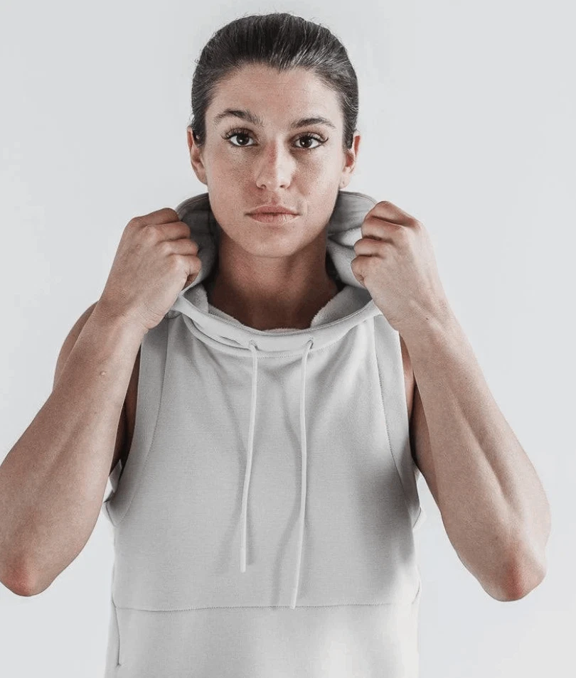 OFF WHITE Felpa con cappuccio senza maniche Nobull nuova con etichette in bianco sporco XS