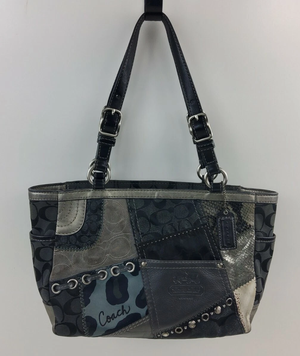 Coach Small Black and Grey Monogram Bag Handbag Mini - Gem