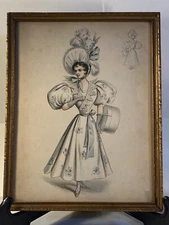 1800’s Ladies Fashion Chromolithograph Print Framed