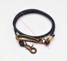 14" 30" Brass U Hook Biker Trucker 5mm Cowhide Leather Jeans Pants Wallet Chain