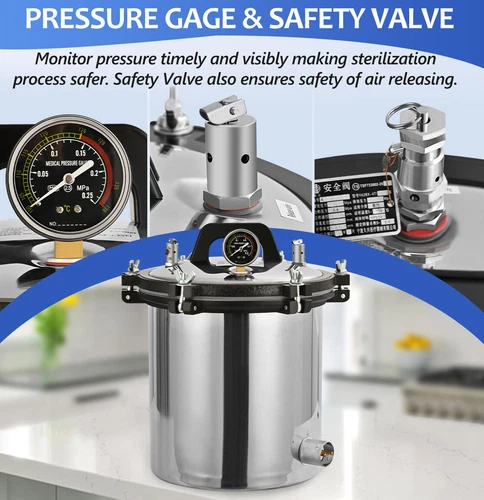 18L Sterilisatoren Autoklav Portable Pressure Steam Sterilizer Autoclave DE - Bild 7 von 18