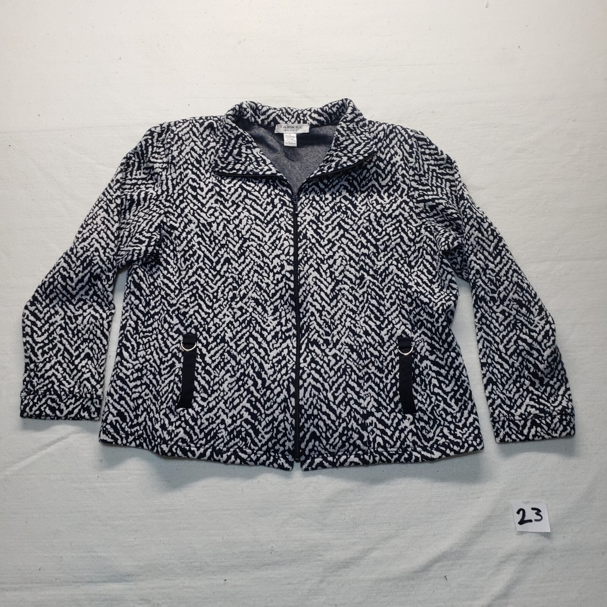 Rafael Sport Full-Zip Long Sleeve Slash Pocket Animal Print Jacket 