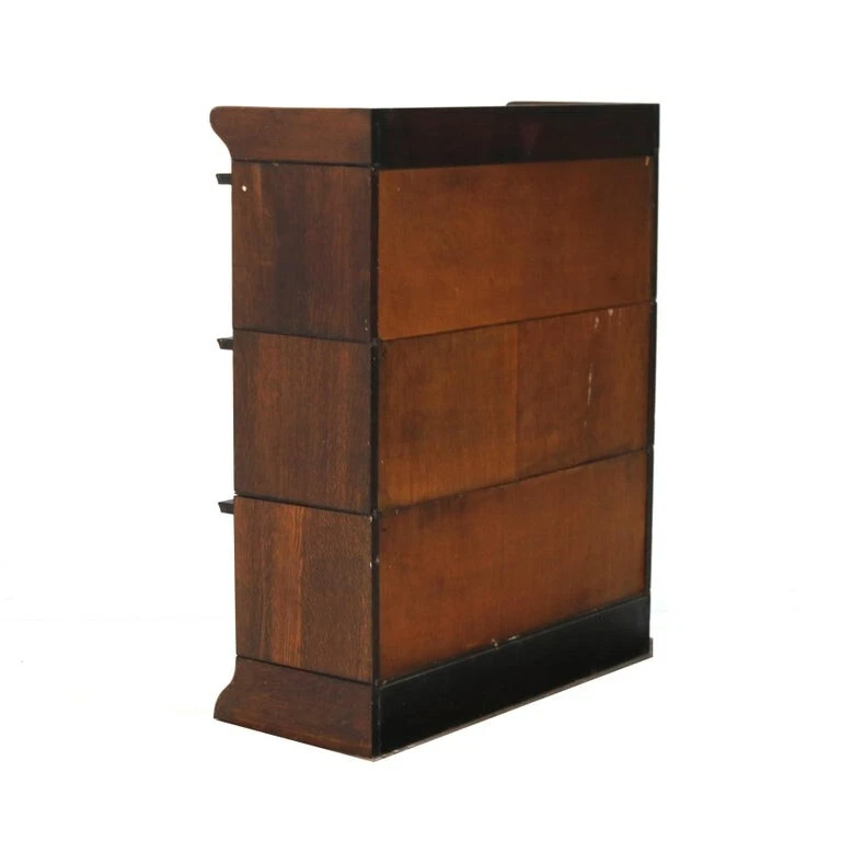 Antique Arts & Crafts Three Stack Oak Barrister Bookcase C1920 - Image 4 of 4