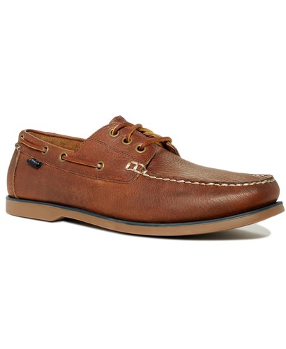 Bienne Tumbled Leather Boat Shoes TAN 