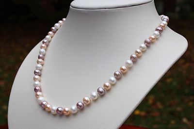 Collier Perles D'eau Douce Et Chaîne Argent 925 - Longueur 45 Cm | Bijou Femme Fait Main élégant