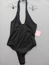 Hello Molly Women Bodysuit M Black Halter Neck Sleeveless Fitted Dressy NWT