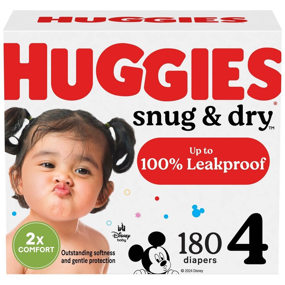 Детские одноразовые подгузники Huggies Snug & Dry - Размер 4 - 180 карат