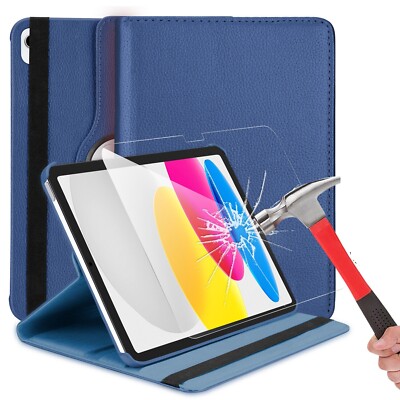 For iPad (A16) 11th Gen 11'' Case Leather Rotating Stand Cover/ Screen Protector