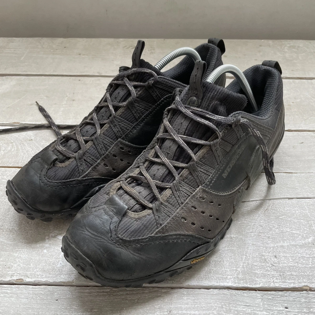 Merrell Spin Smooth Black Leather Lace Up Sneakers Men Size UK11 EU 46