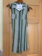 No Boundaries Women Juniors Stripe Sleeveless Shirt Dress 